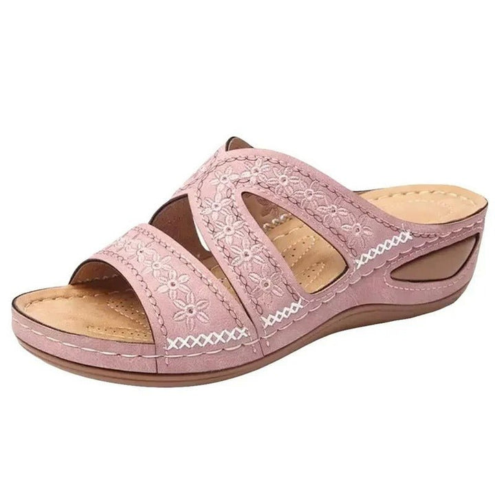 Damen-Ledersandalen mit ergonomischer Fußstütze, elastischem Design, ultraweicher Sohle und rutschfestem Halt.