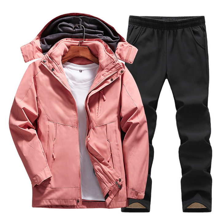 "Damen Outdoor 3-in-1 Set: Abnehmbare Fleecejacke, wasserdicht, vielseitig, ideal für Outdoor-Abenteuer und Wetterschutz."