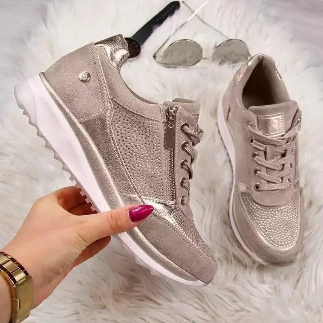 Damen Sneaker beige, atmungsaktiv, wasserdicht, vielseitig, modisch, flach, Freizeit.