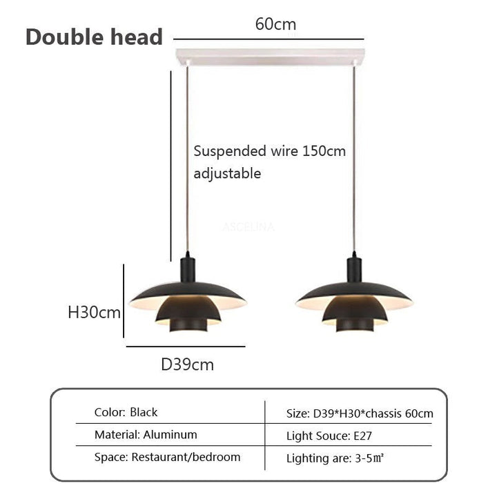 "Dänische Design-Hängeleuchte aus Metall und Glas, skandinavisches, minimalistisches Design, ideal für Essbereiche."