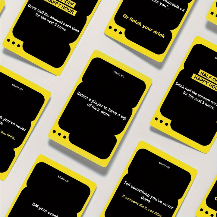 "Das ultimative Partyspiel mit Karten, farbenfrohem Design; ideal für Interaktion, Spaß und Unterhaltung auf Partys."