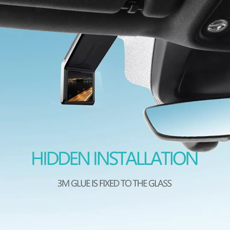 "Dashcam 4K mit Nachtsicht, Dual-Kameras, dunkles Gehäuse, zeigt frontale und rückwärtige Linse, ideal für Vielfahrer"