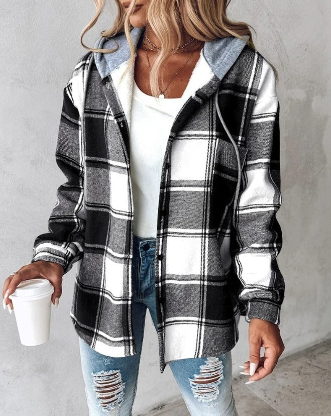 Damen Karierte Kapuzenjacke - Stilvoll und Warm