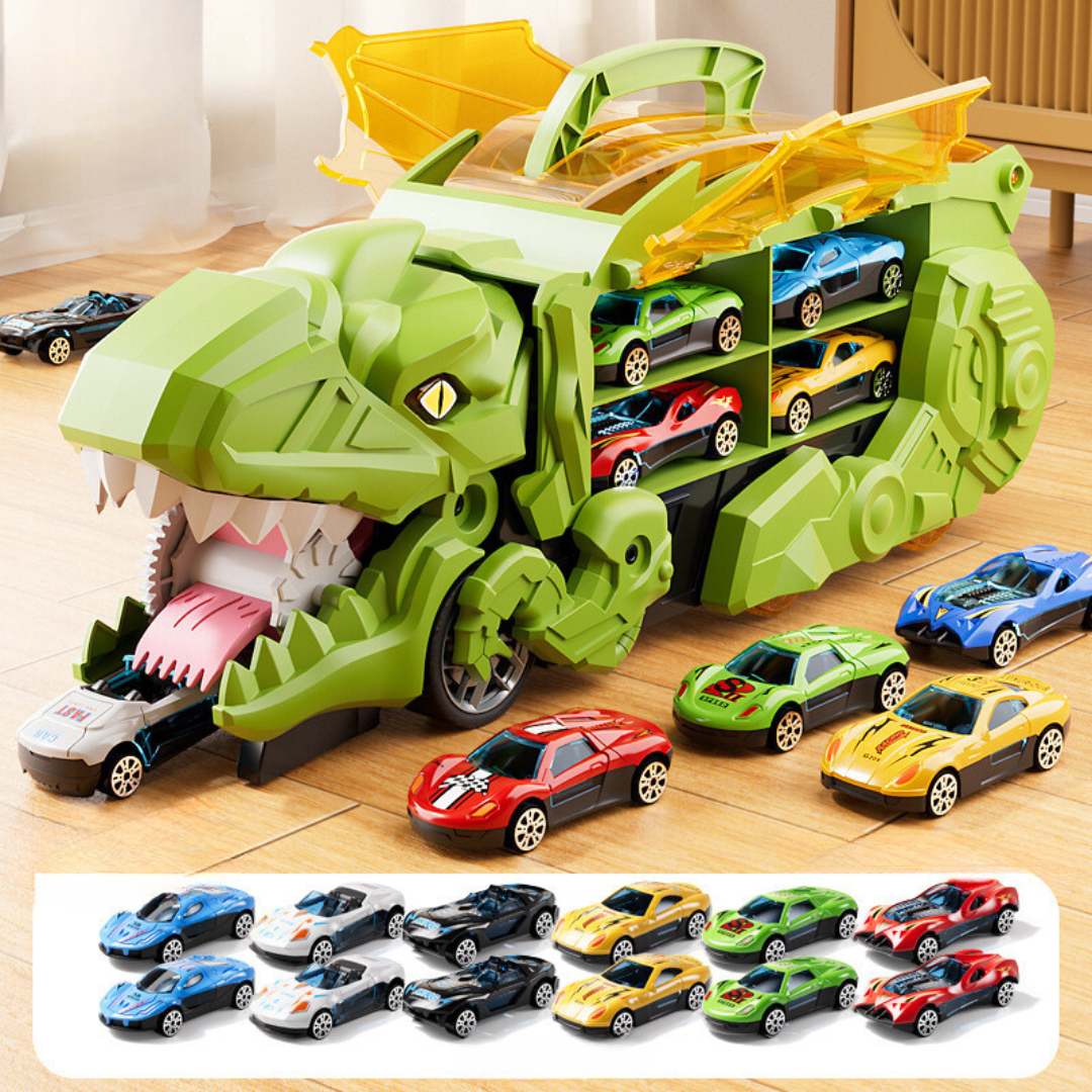 "Dinosaurier Auto Truck mit Transformationsfunktion und leuchtenden Lichteffekten für spannendes Kinderzimmer-Abenteuer"