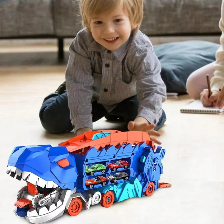 "Dinosaurier Auto Truck mit Transformationsfunktion und leuchtenden Lichteffekten für spannendes Kinderzimmer-Abenteuer"