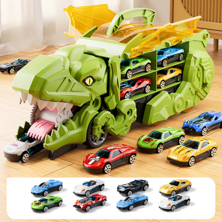 "Dinosaurier Auto Truck mit Transformationsfunktion und leuchtenden Lichteffekten für spannendes Kinderzimmer-Abenteuer"
