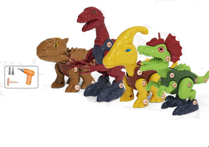 "Dinosaurier Bau-Set für Kinder, 4 Modelle, inkl. kindgerechte Werkzeuge, fördert motorische Fähigkeiten, bunt und robust"