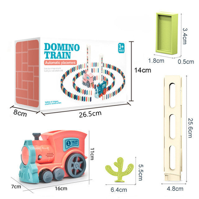 Spielzeug-Dominozug Set, bunt, für Kinder ab 3 Jahren, mit Kaktus und Schienen, 26,5 cm.