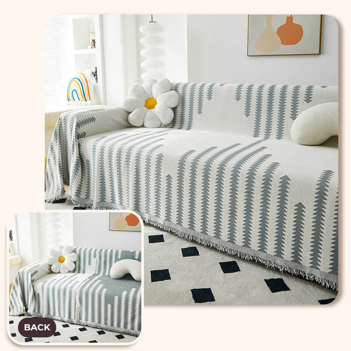 "Doppelseitiger Chenille-Sofabezug, kratzfest, elegant gestaltetes Heimdeko-Accessoire, grau und kaffeefarben."