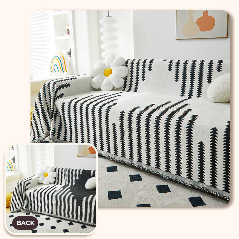 "Doppelseitiger Chenille-Sofabezug, kratzfest, elegant gestaltetes Heimdeko-Accessoire, grau und kaffeefarben."