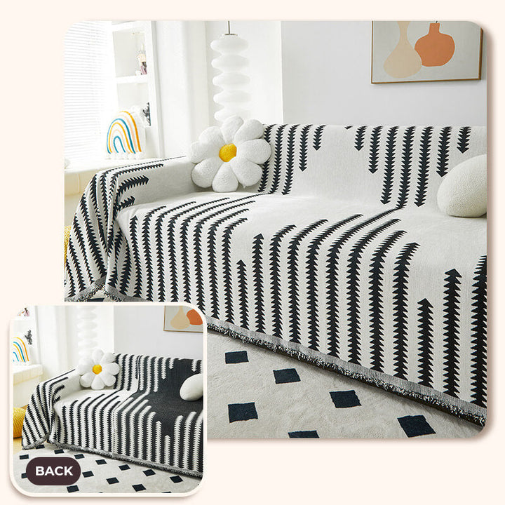 "Doppelseitiger Chenille-Sofabezug, kratzfest, elegant gestaltetes Heimdeko-Accessoire, grau und kaffeefarben."