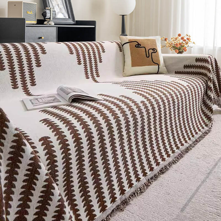 "Doppelseitiger Chenille-Sofabezug, kratzfest, elegant gestaltetes Heimdeko-Accessoire, grau und kaffeefarben."