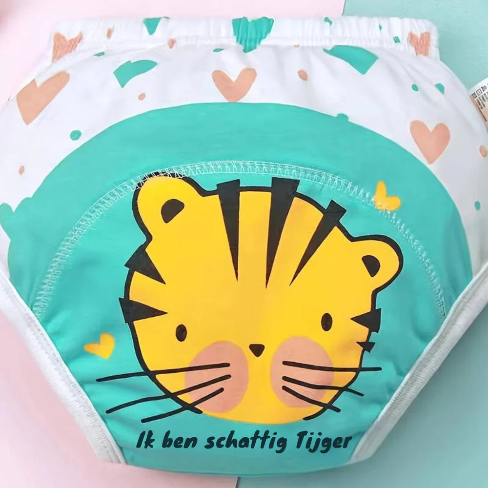 "Drei farbenfrohe Toilettentraining-Höschen mit Tiermotiven, ideal für Babys, bieten Komfort und fördern Selbstständigkeit."