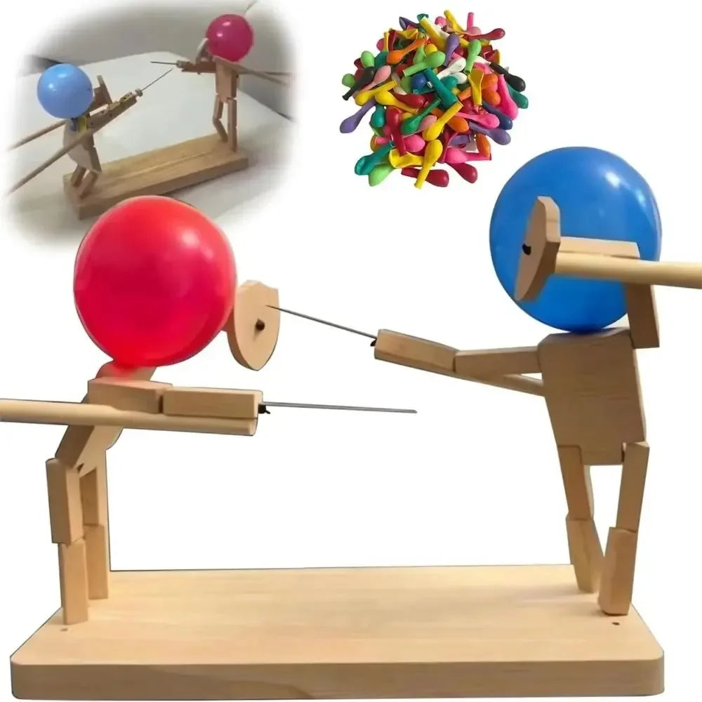 "DuelPop Ballon-Schwertspiel: Vier farbige Schwerter und Luftballons für spannende Duelle und actiongeladenen Spielspaß."