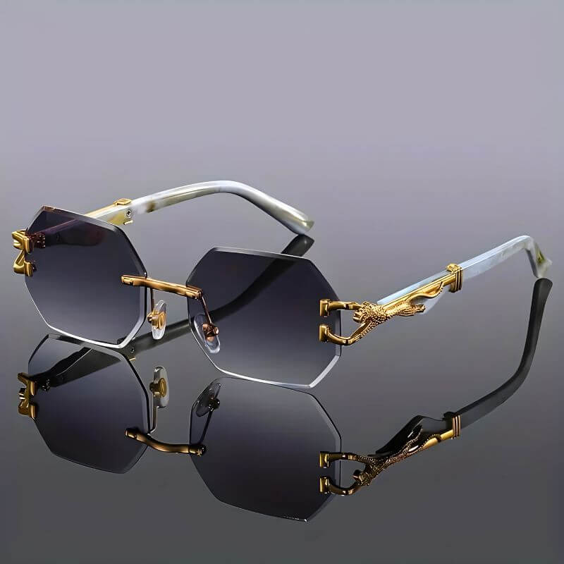 Hexagon Sonnenbrille mit Goldakzenten - UV-Schutz