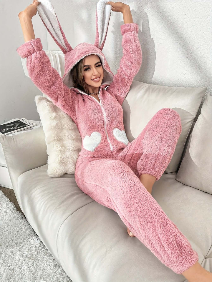 Damen Winter-Onesie mit Kapuze: Flauschig & Warm