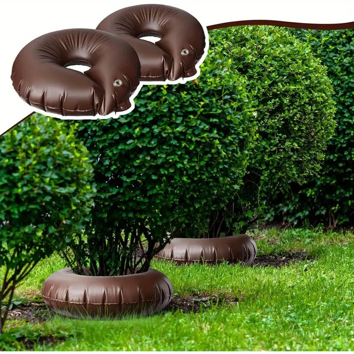 "Effektive 15/20 Gallon Baum Bewässerungstasche, grün und braun, für gleichmäßige Tropfbewässerung von Gartenbäumen."