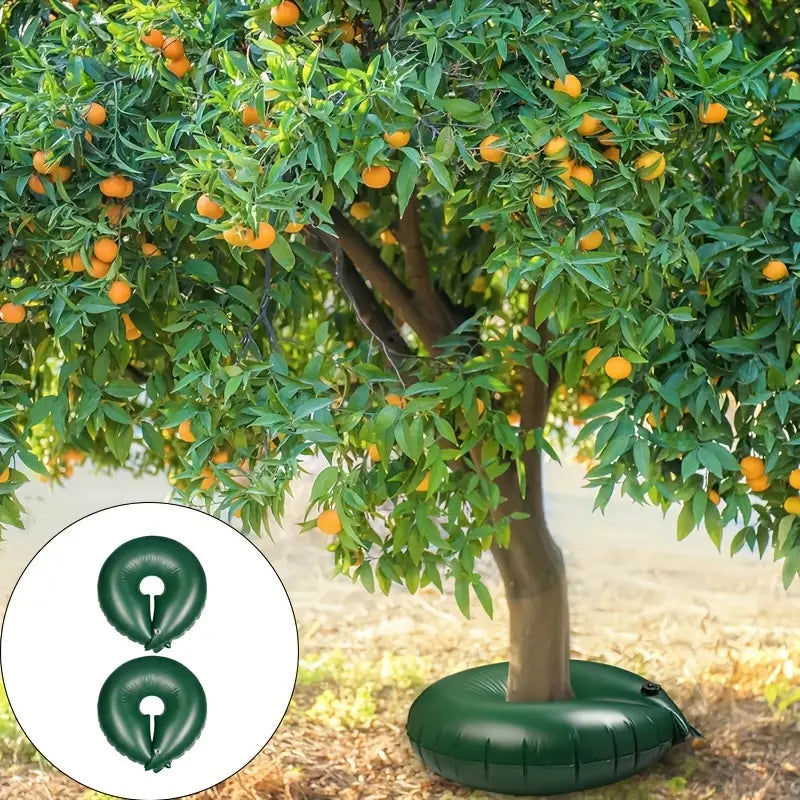 "Effektive 15/20 Gallon Baum Bewässerungstasche, grün und braun, für gleichmäßige Tropfbewässerung von Gartenbäumen."