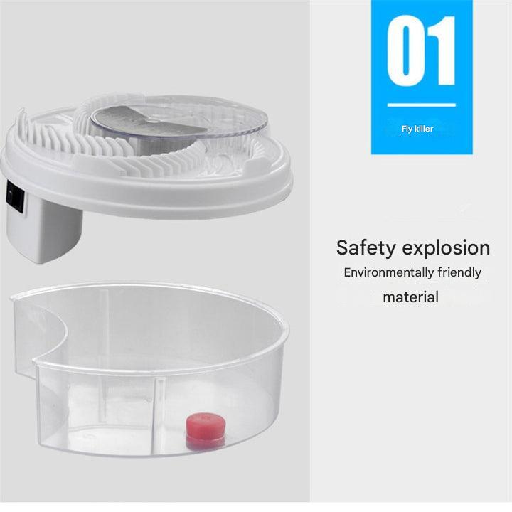 Effektiver elektrischer Insektenfänger mit rotierender Haube und USB-Betrieb, ideal für fliegenfreies Zuhause.