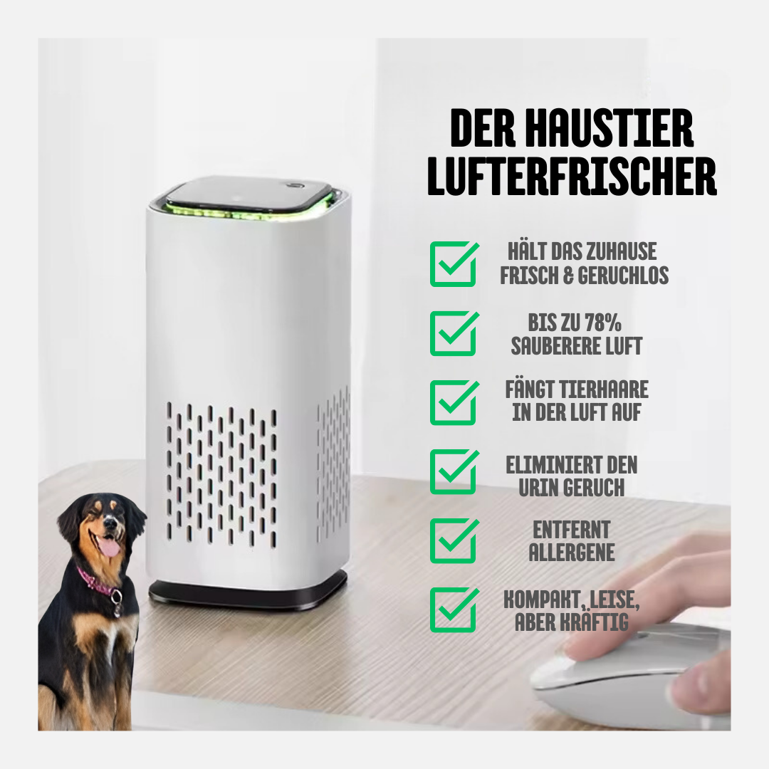 Effektiver Haustier-Lufterfrischer mit True HEPA-Filter, kompakt und leise, ideal zur Geruchsbeseitigung in Haustierhaushalte