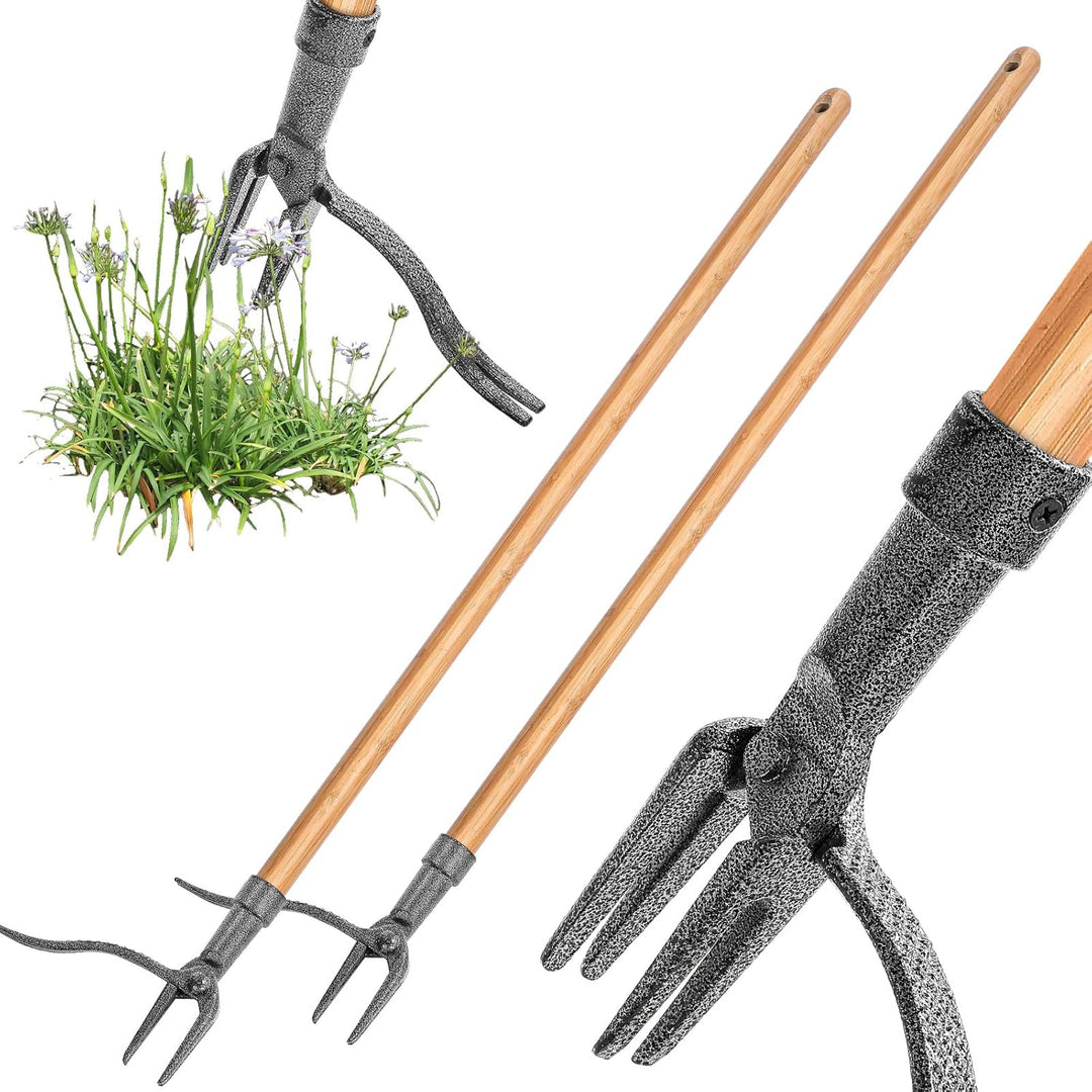 "Effektiver Unkrautzieher, 4-Krallen Kopf, Eisenwerkzeug, entfernt Wurzeln tief, robustes, ergonomisches Gartenwerkzeug"