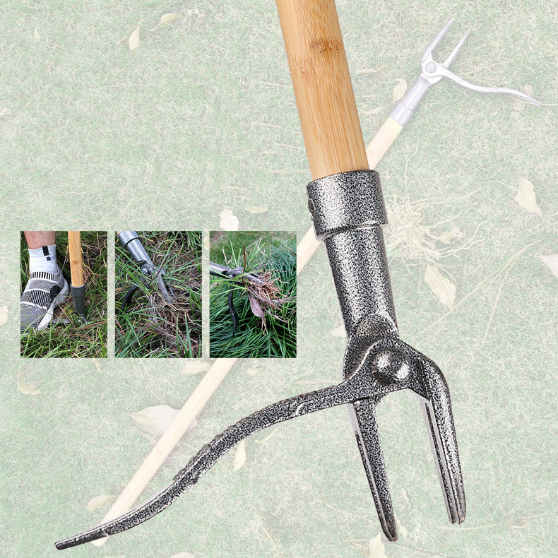 "Effektiver Unkrautzieher, 4-Krallen Kopf, Eisenwerkzeug, entfernt Wurzeln tief, robustes, ergonomisches Gartenwerkzeug"