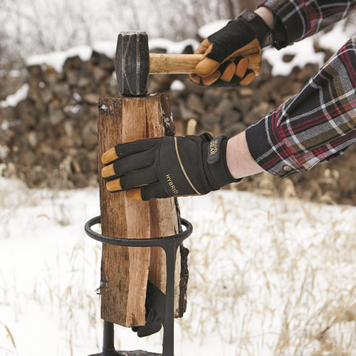 "Effizienter Holzspalter im Einsatz, sicherer Spaltprozess dank robustem Ring, ideal für Garten und Outdoor."