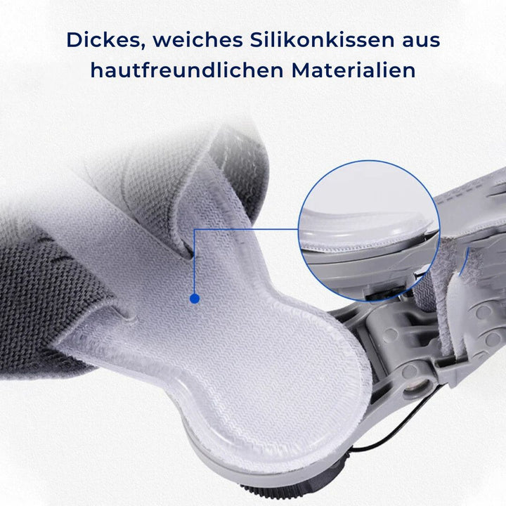 "Einstellbare Hallux Valgus Stütze, sanfte Korrektur und Schmerzlinderung, leichte atmungsaktive Materialien."