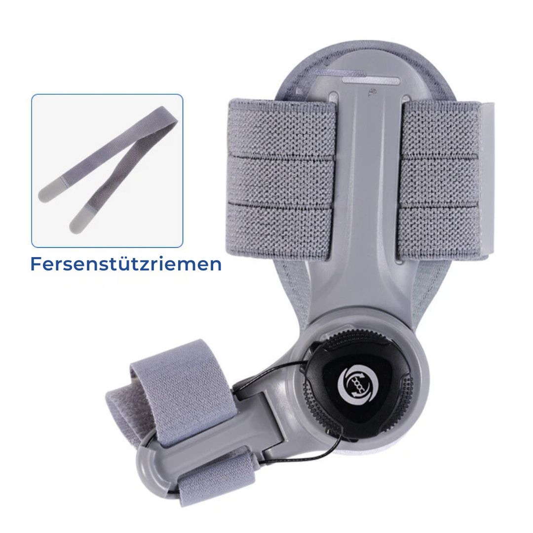 "Einstellbare Hallux Valgus Stütze, sanfte Korrektur und Schmerzlinderung, leichte atmungsaktive Materialien."