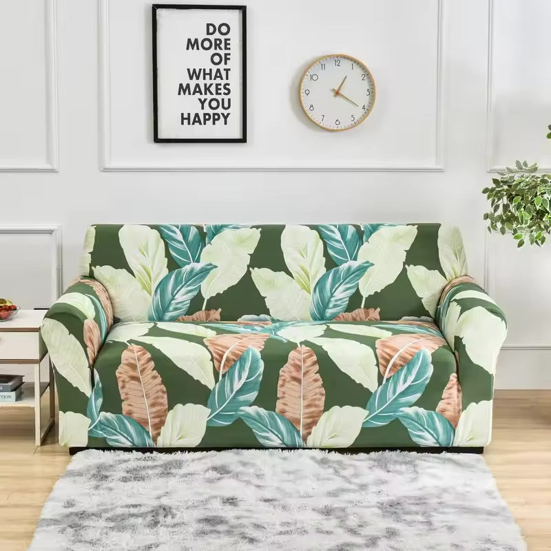 Elastische Sofahusse aus Spandex, modern und flexibel, in elegantem Blumendesign, schützt das Sofa vor Flecken und Abnutzung.