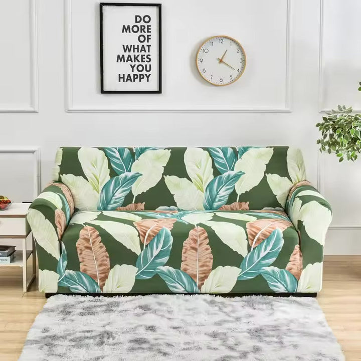 Elastische Sofahusse aus Spandex, modern und flexibel, in elegantem Blumendesign, schützt das Sofa vor Flecken und Abnutzung.