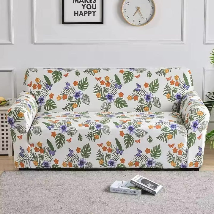 Elastische Sofahusse aus Spandex, modern und flexibel, in elegantem Blumendesign, schützt das Sofa vor Flecken und Abnutzung.