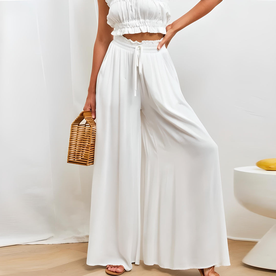 Elegante Damen Freizeithose, leichtes Material, stilvoll für Alltag, Größen S bis XXL, in Beige, Blau, Rot und mehr.