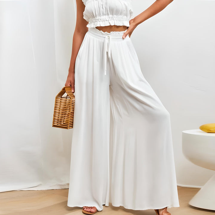 Elegante Damen Freizeithose, leichtes Material, stilvoll für Alltag, Größen S bis XXL, in Beige, Blau, Rot und mehr.