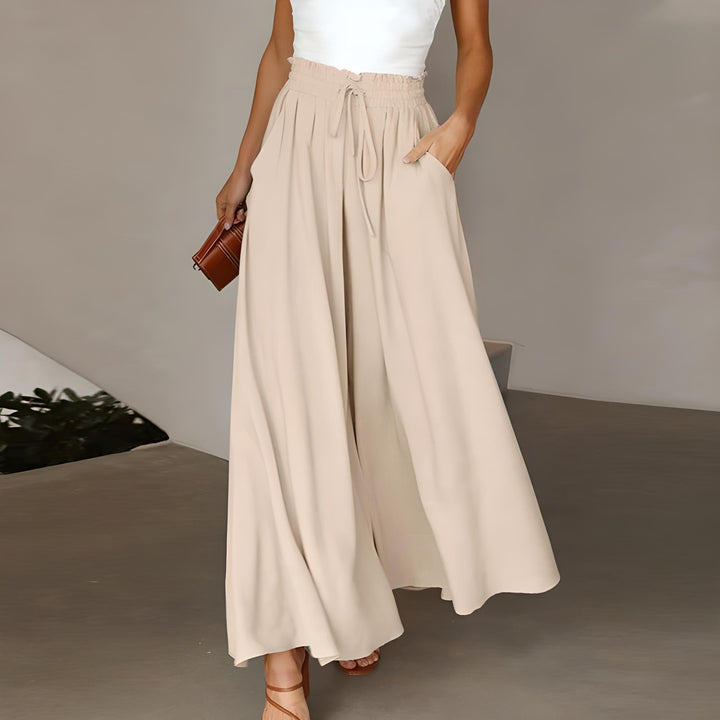 Elegante Damen Freizeithose, leichtes Material, stilvoll für Alltag, Größen S bis XXL, in Beige, Blau, Rot und mehr.