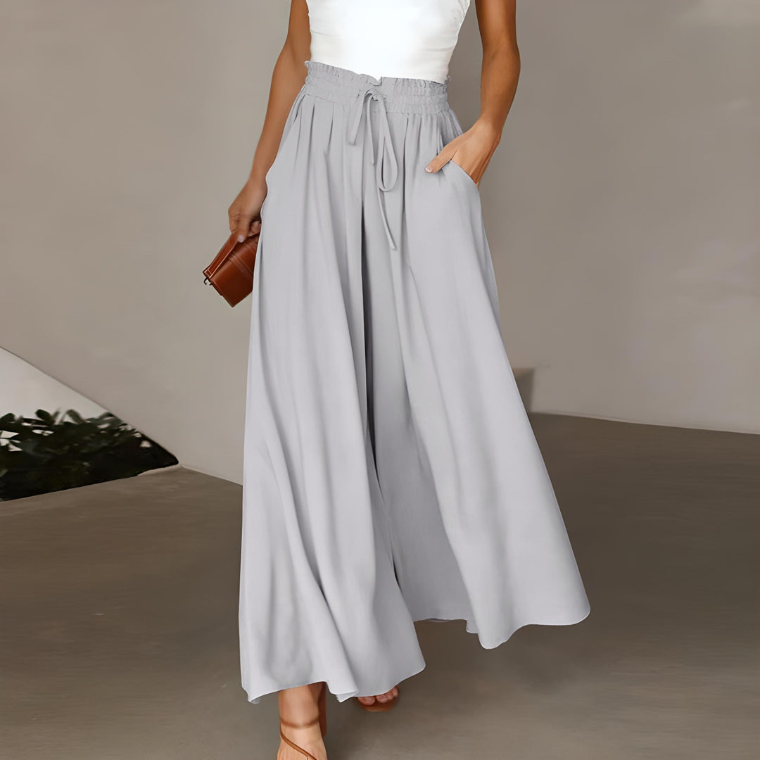 Elegante Damen Freizeithose, leichtes Material, stilvoll für Alltag, Größen S bis XXL, in Beige, Blau, Rot und mehr.