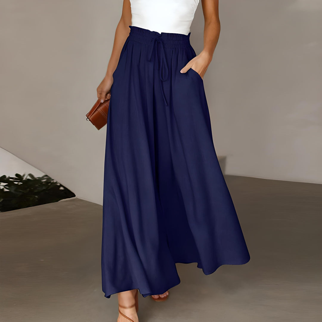 Elegante Damen Freizeithose, leichtes Material, stilvoll für Alltag, Größen S bis XXL, in Beige, Blau, Rot und mehr.