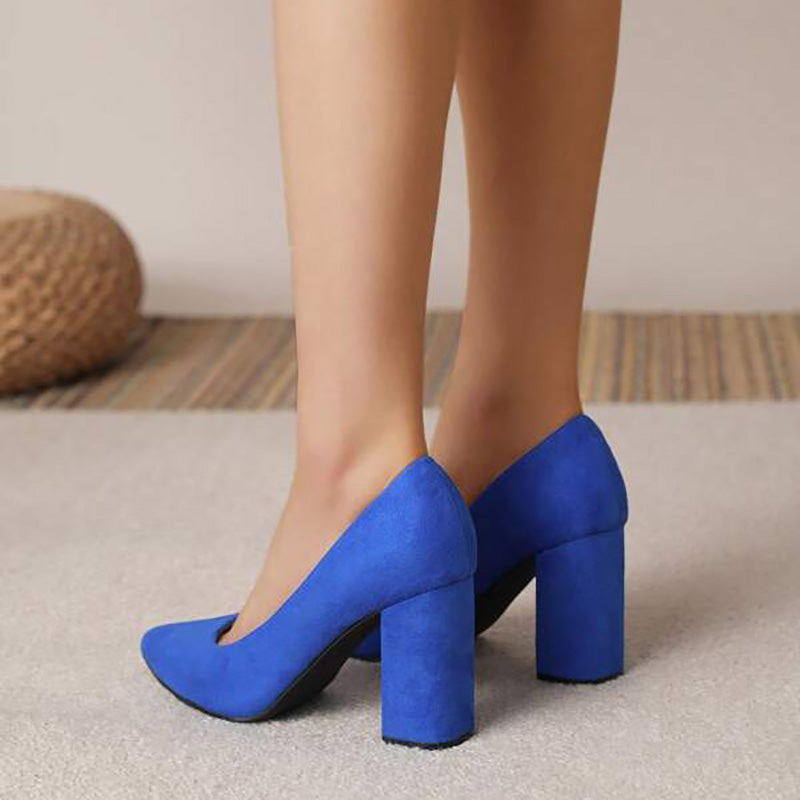 Elegante Damen High Heels aus Hirschleder, spitz zulaufend, in Königsblau. Ideal für Büro und Abendgarderobe.