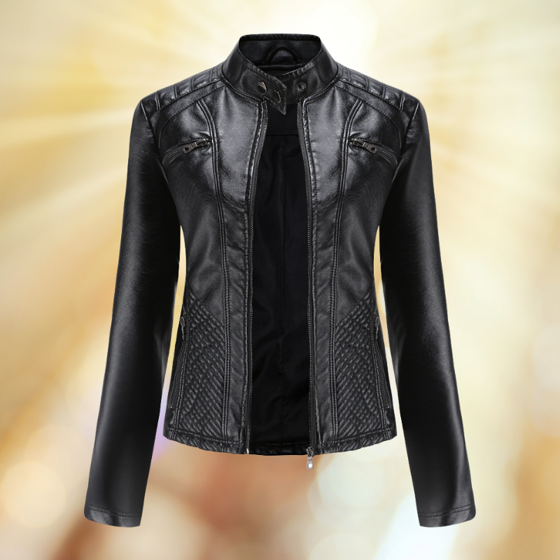 "Elegante Damen Lederjacke für Frühling, taillierte Passform, hochwertiges Leder, vielseitig kombinierbar."