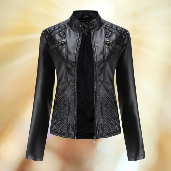 "Elegante Damen Lederjacke für Frühling, taillierte Passform, hochwertiges Leder, vielseitig kombinierbar."