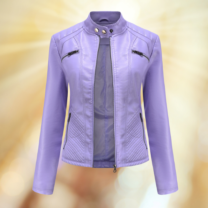 "Elegante Damen Lederjacke für Frühling, taillierte Passform, hochwertiges Leder, vielseitig kombinierbar."