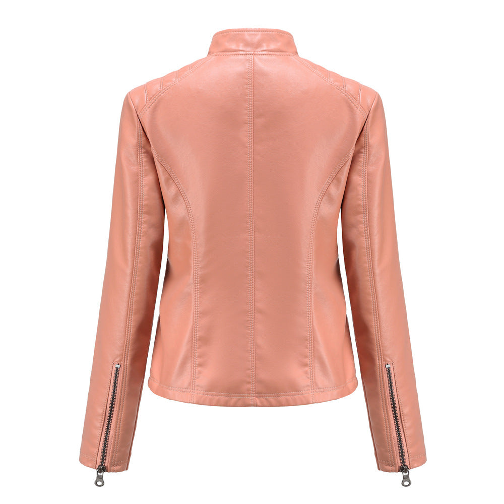 "Elegante Damen Lederjacke für Frühling, taillierte Passform, hochwertiges Leder, vielseitig kombinierbar."