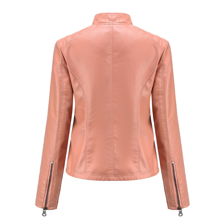 "Elegante Damen Lederjacke für Frühling, taillierte Passform, hochwertiges Leder, vielseitig kombinierbar."