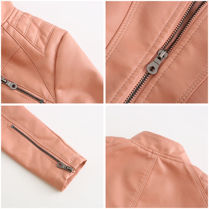"Elegante Damen Lederjacke für Frühling, taillierte Passform, hochwertiges Leder, vielseitig kombinierbar."