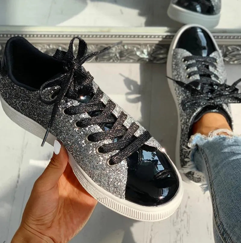 "Elegante Damensneaker mit auffälligem Glitzermuster, bequem, passend für vielseitige Outfits, ideal für modebewusste Frauen"