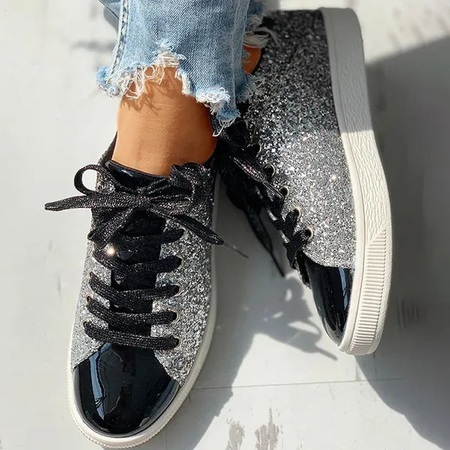 "Elegante Damensneaker mit auffälligem Glitzermuster, bequem, passend für vielseitige Outfits, ideal für modebewusste Frauen"