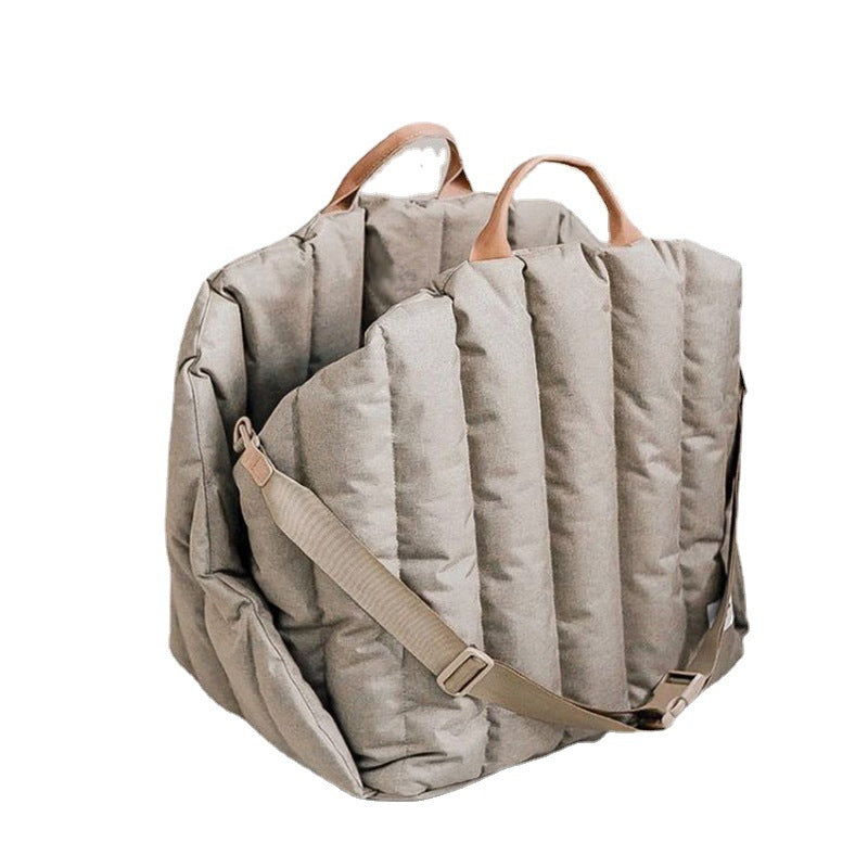 Elegante faltbare Haustier-Tragetasche, beige, mit weicher Polsterung und vielseitigen Tragemöglichkeiten für Stil und Komfor