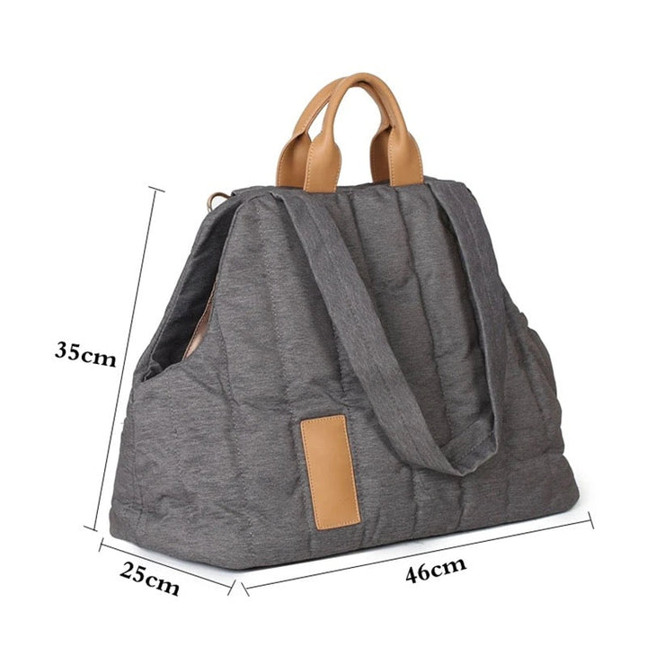 Elegante faltbare Haustier-Tragetasche, beige, mit weicher Polsterung und vielseitigen Tragemöglichkeiten für Stil und Komfor