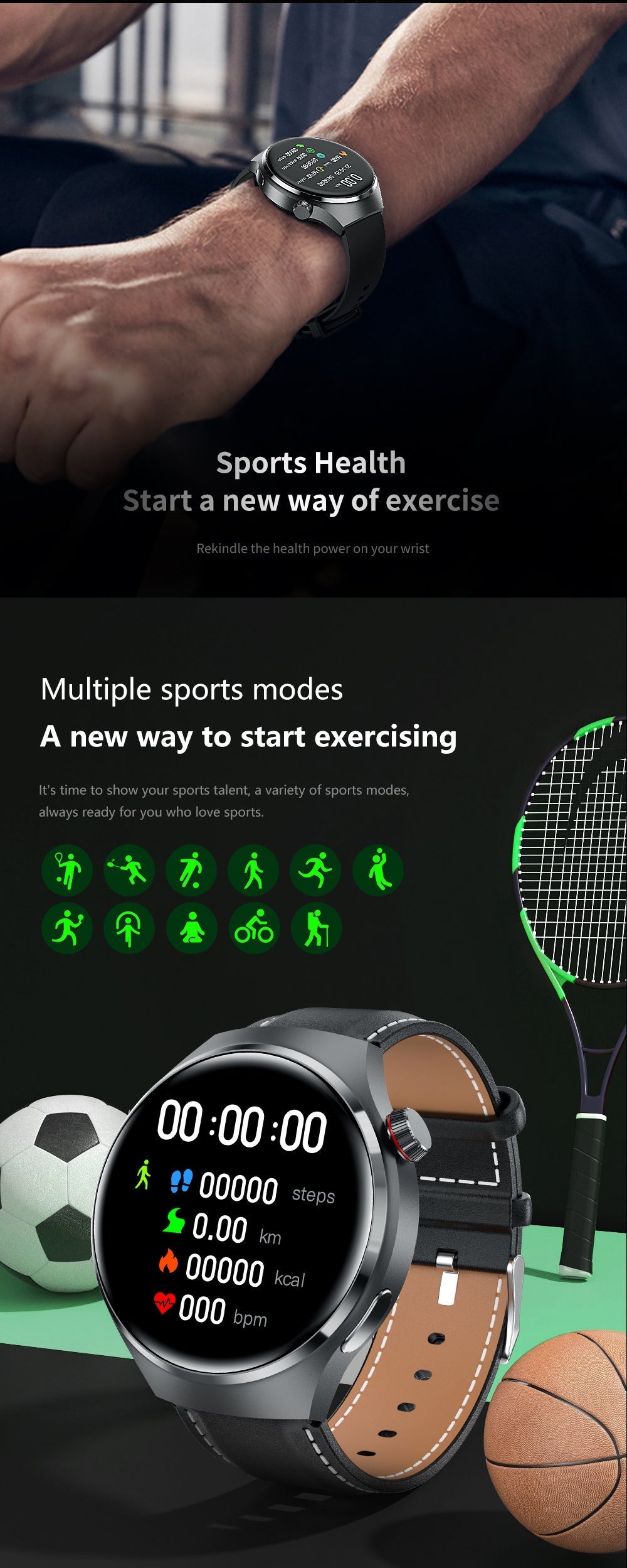 "Elegante GT4 Pro Smartwatch Herren, wasserdicht, schwarzes Gehäuse, AMOLED Display, GPS-Tracker, ideal für Sport"