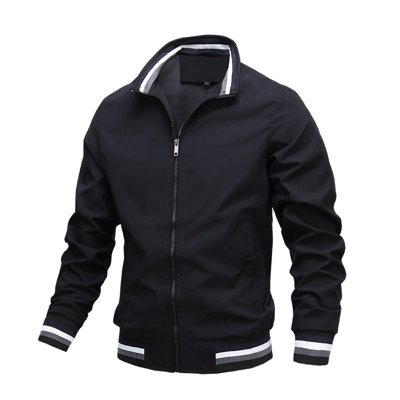 "Elegante Herren Bomberjacke in Dunkelblau, lässiger Stil, perfekt für den Übergang und vielseitig kombinierbar."
